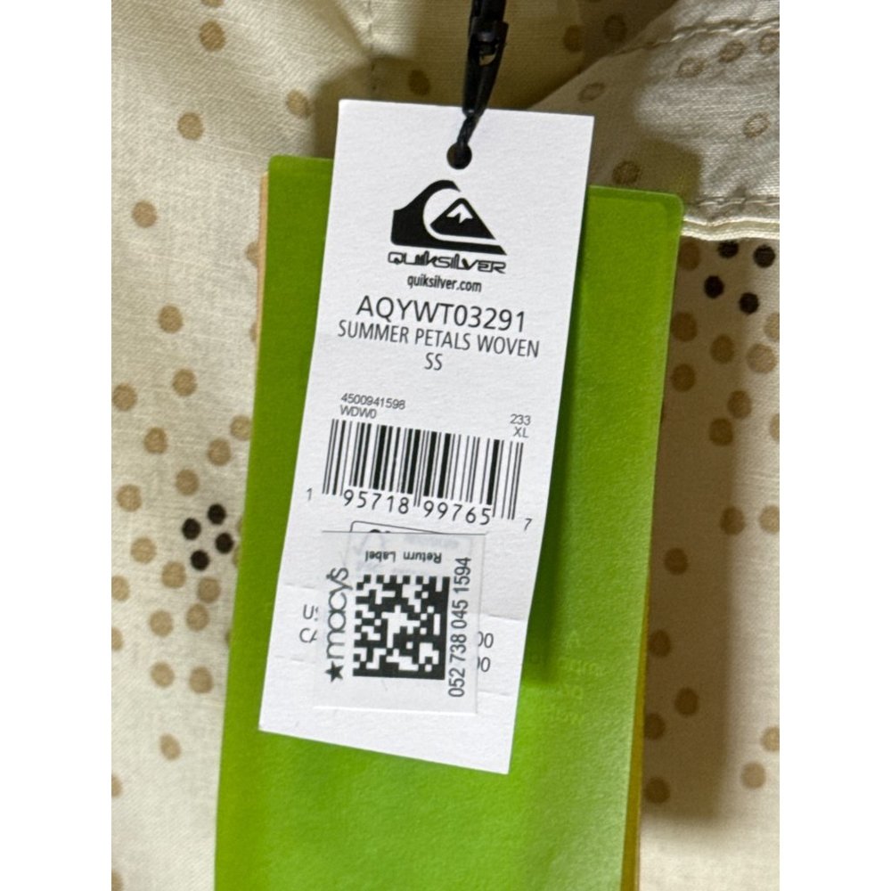 Quiksilver Men's Summer Petals Woven Short Sleeve Shirt, Birch, Size XL, NWT - Picture 4 of 5